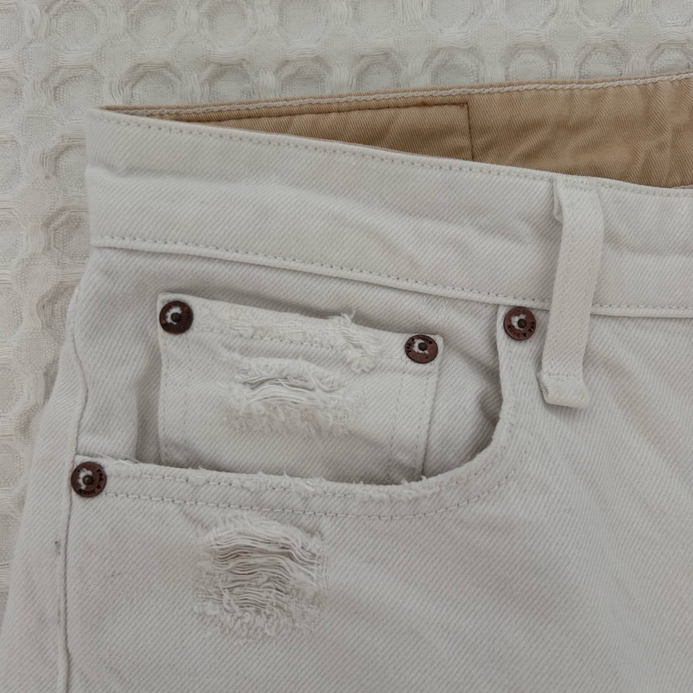 Rag & Bone White Distressed Maya High-Rise Midi Jean Shorts Size 29 - Picture 3 of 7